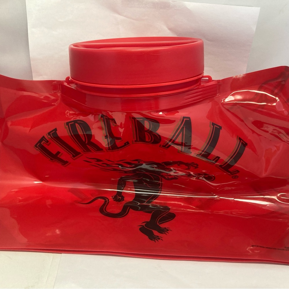Fireball Whiskey Vinyl See Through Bag Container Tote W Screw On Lid
